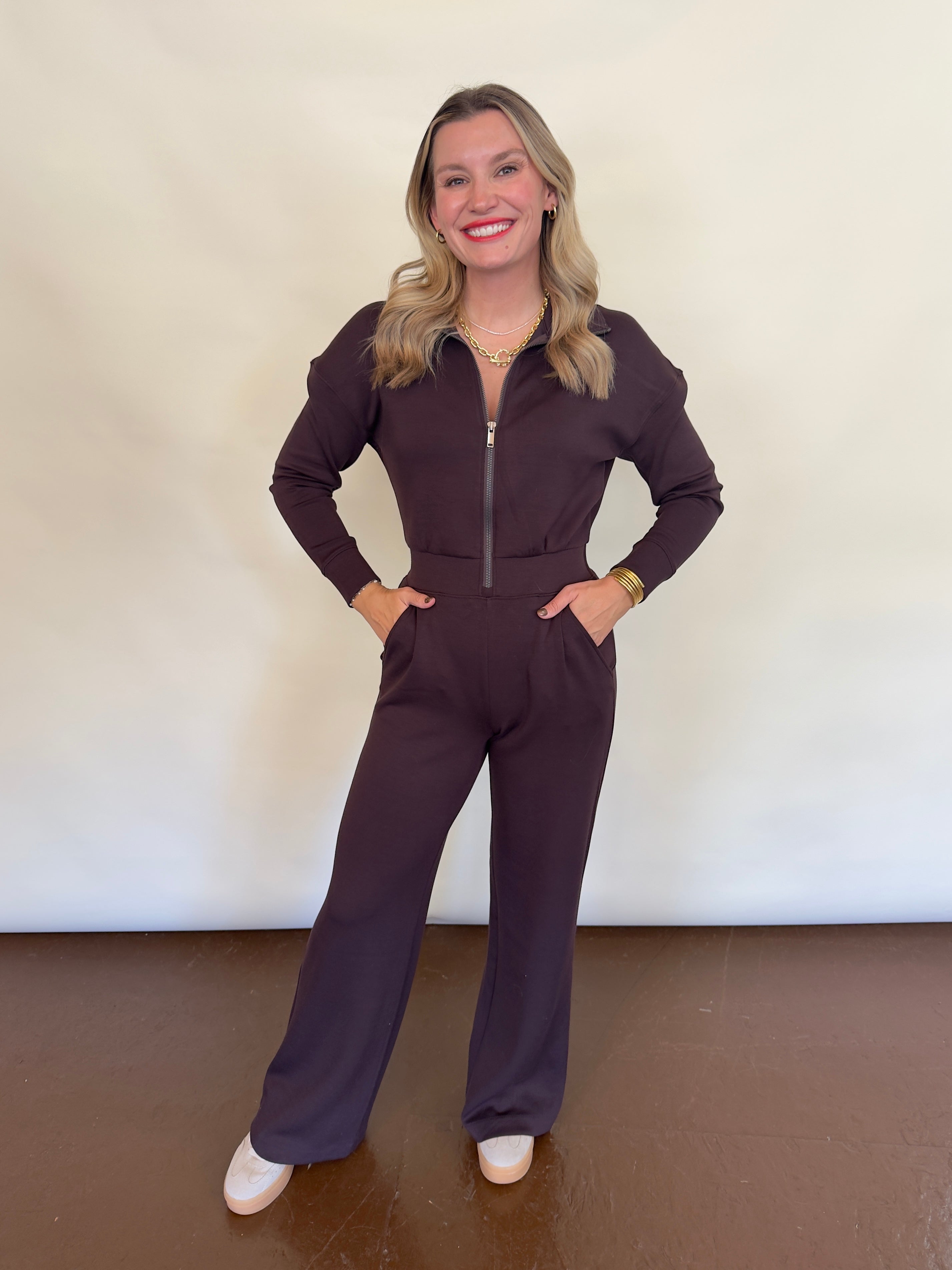 Spanx AirEssentials Long Sleeve Wide Leg Jumpsuit