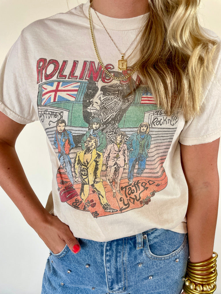 [Livy Lu] Rolling Stones Tattoo You Thrifted Tee