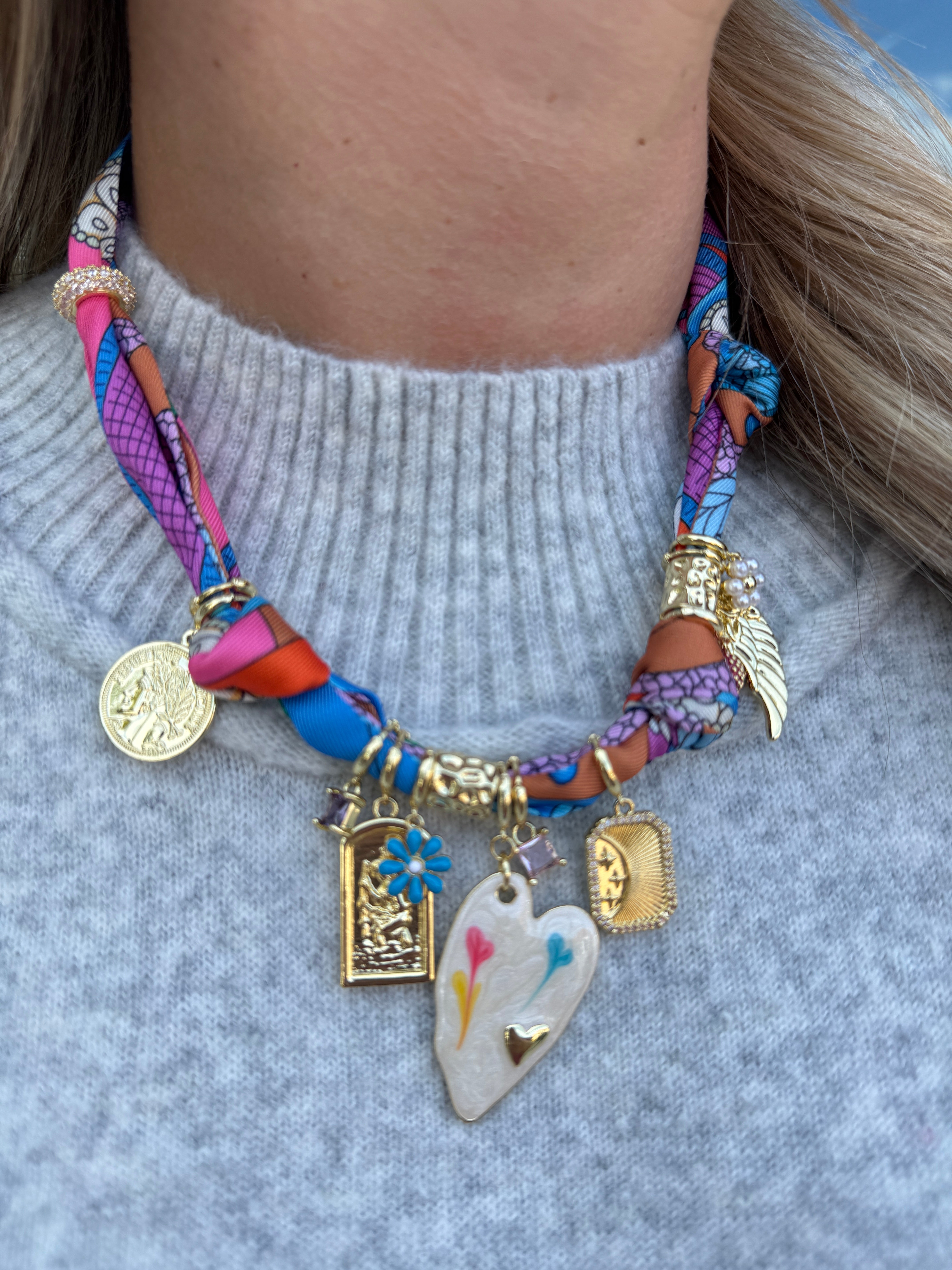 Fallon Charm Scarf Necklace