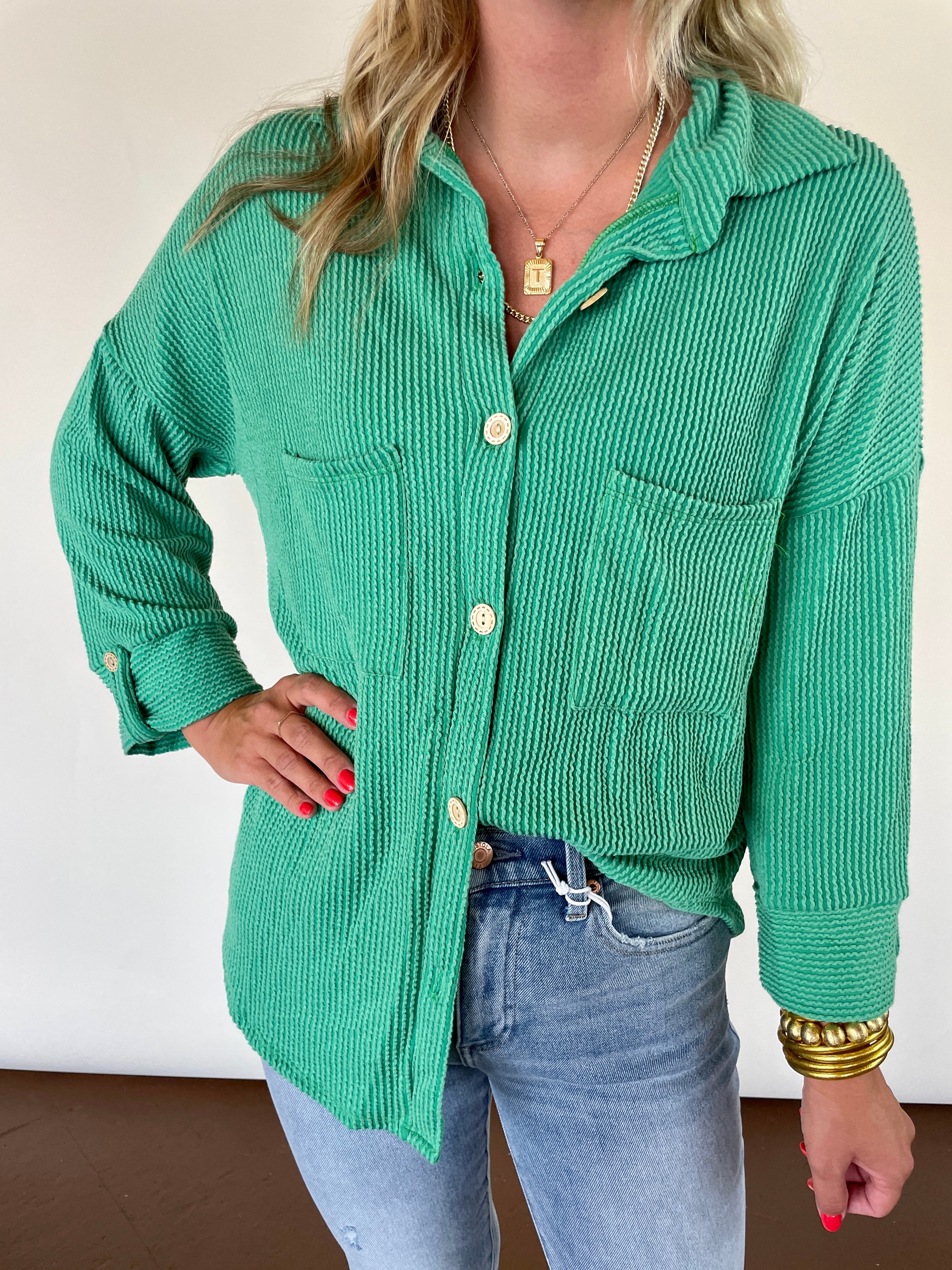 Alex Ribbed Top with 3/4 Sleeve