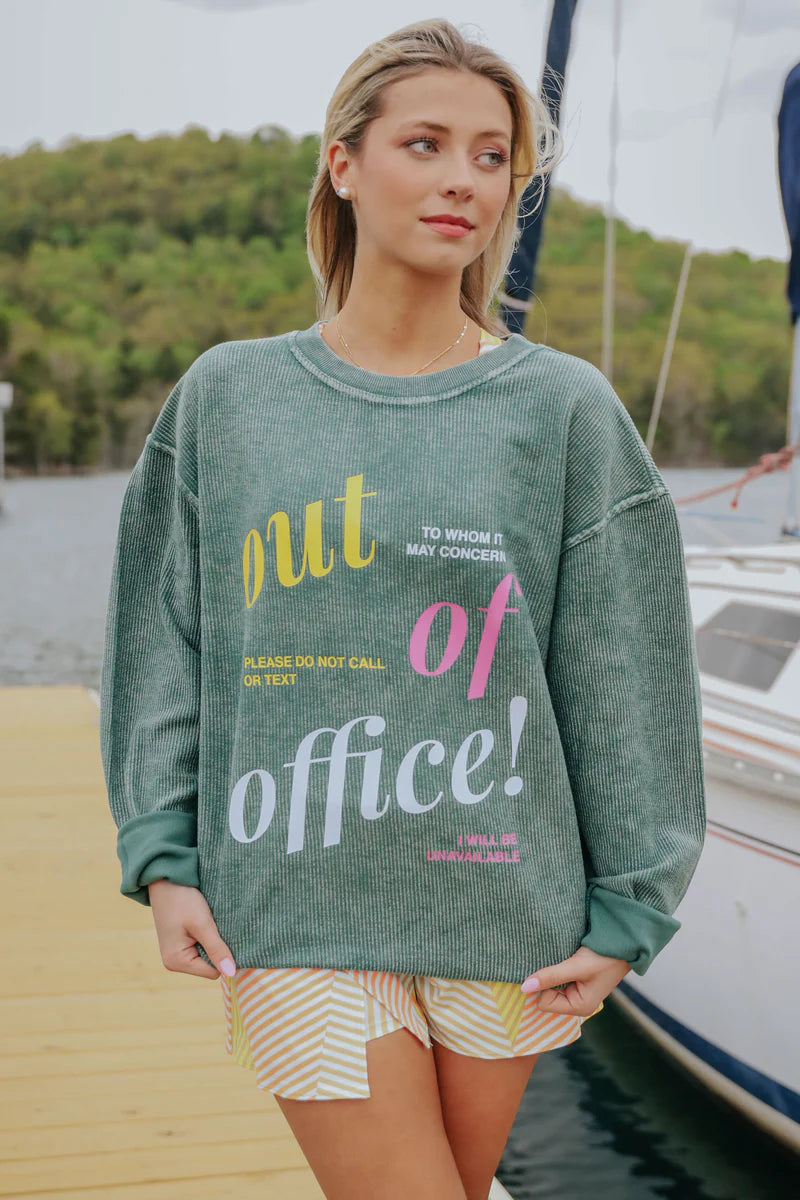 [Friday +Saturday]Out Of Office Corded Sweatshirt