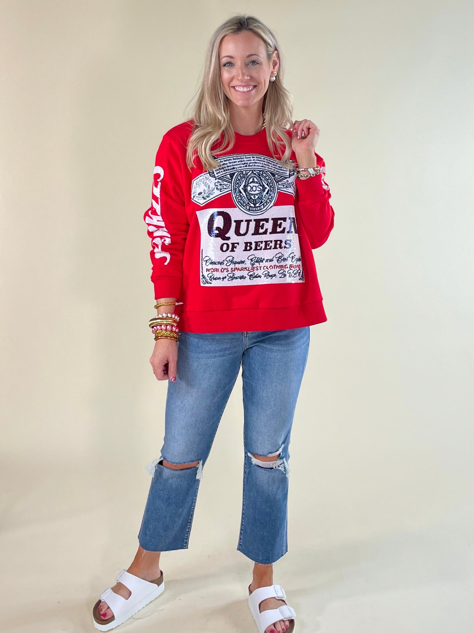 Queen of Sparkles Queen of Beers Sweatshirt