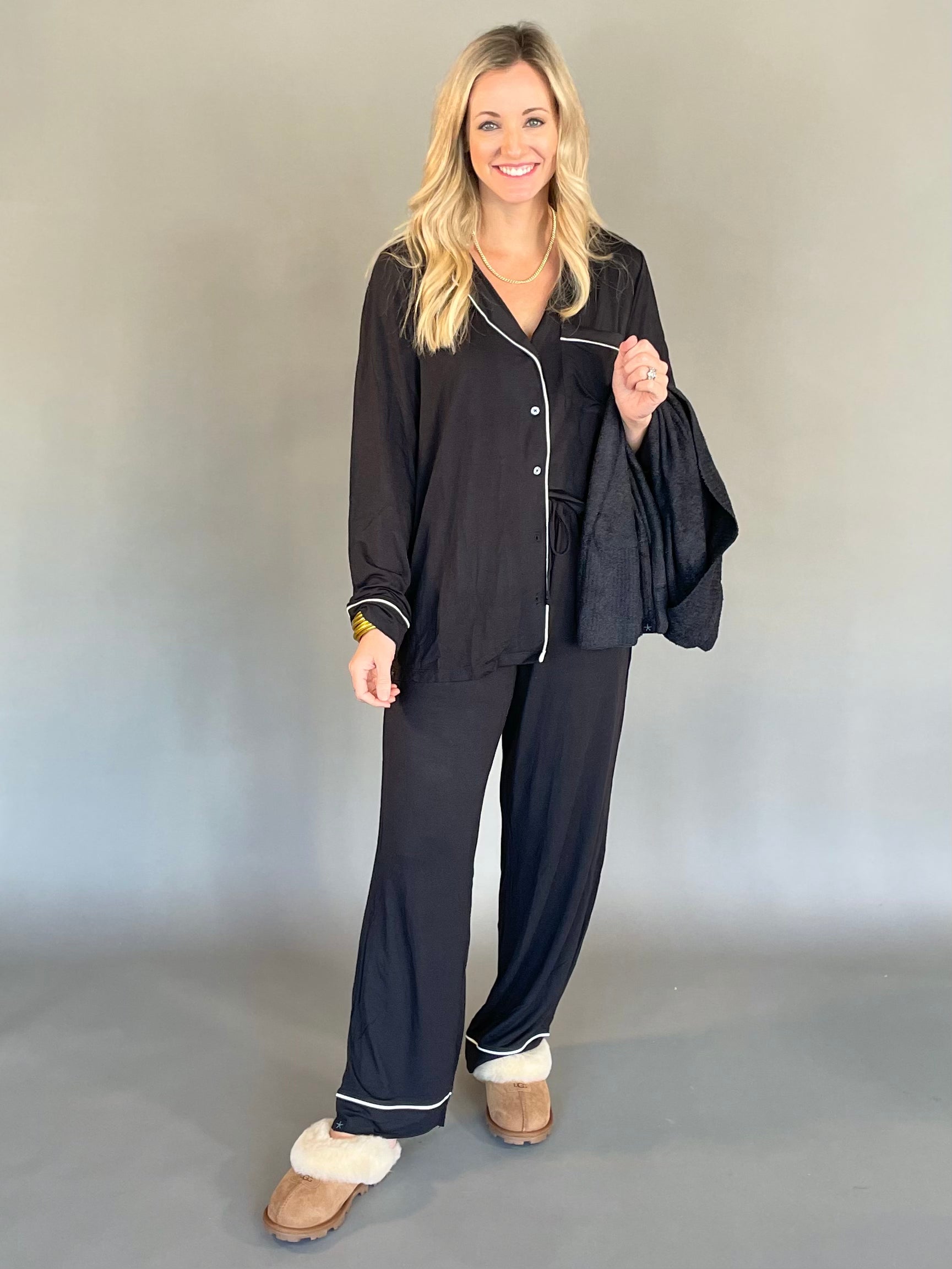 [Barefoot Dreams] Luxe Milk Jersey Piped Pajama